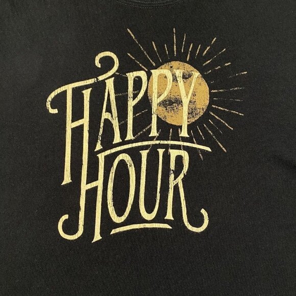 Life is Good Happy Hour T Shirt Mens size Medium Short Sleeved Black - Picture 3 of 10